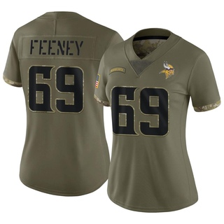 Limited Dan Feeney Women's Minnesota Vikings 2022 Salute To Service Jersey - Olive