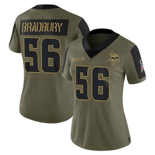 Limited Garrett Bradbury Women's Minnesota Vikings 2021 Salute To Service Jersey - Olive